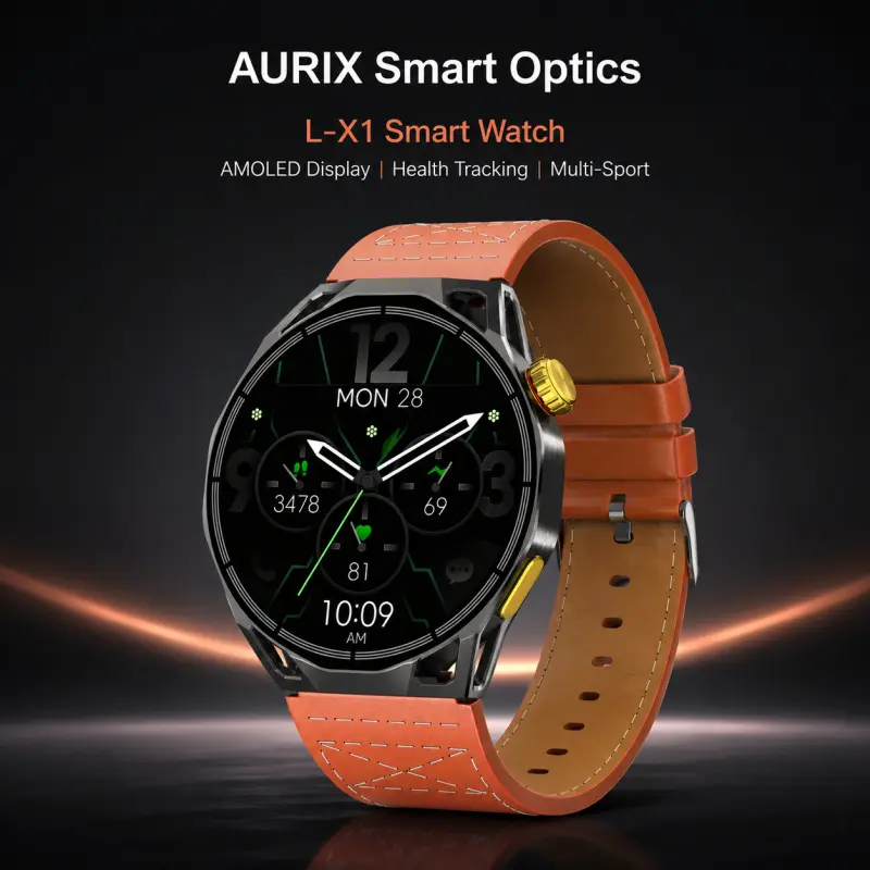 AURIX L-X1 Smart Watch for Men Women, 1.73" AMOLED Display, Bluetooth Calling, Quick Reply, Heart Rate SpO2 Sleep Monitor, 100+ Sports Modes, 400mAh Battery, Satellite Navigation Smart Fitness Watch