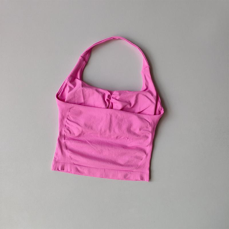 Neck Halter Shockproof Sport Longline Strappy Top Halterneck Vest Gym Support Yoga Gym Workout Seamless  Fitness Sport Bra