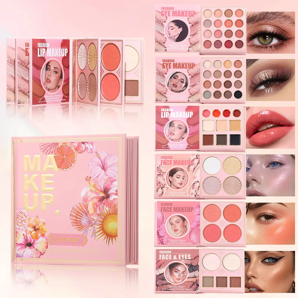 Book-Style Multi-Functional Makeup Palette, Matte and Shimmer Eyeshadow, Natural Highlighter, Blush, Multicolor Makeup Book, Everyday Versatile Makeup