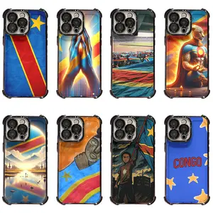 Viral DR Congo Flag Art Phone Case, Patriotic Congolese Design Cover with Durable Protection & Camera Safeguard for iPhone 17 Pro Max/Air,16 Pro,15,14 Plus,13,12,11 & Samsung S26-S23 Plus Ultra Shockproof Case