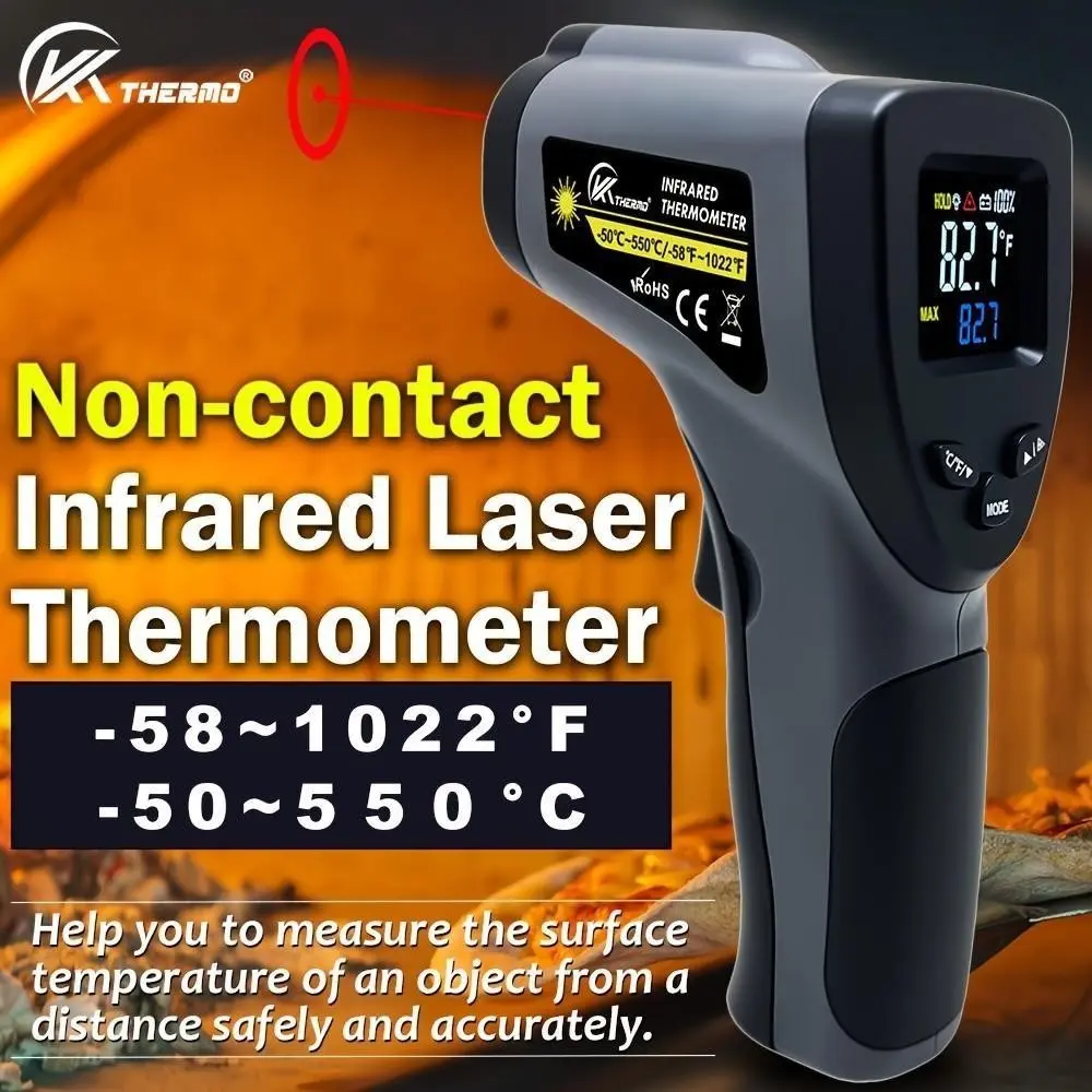 Color Display Infrared Thermometer, Non-Contact Laser Temperature Gun, No Touch Thermometer, LCD Screen, -50°c to 550°c, Precision Measurement Tool