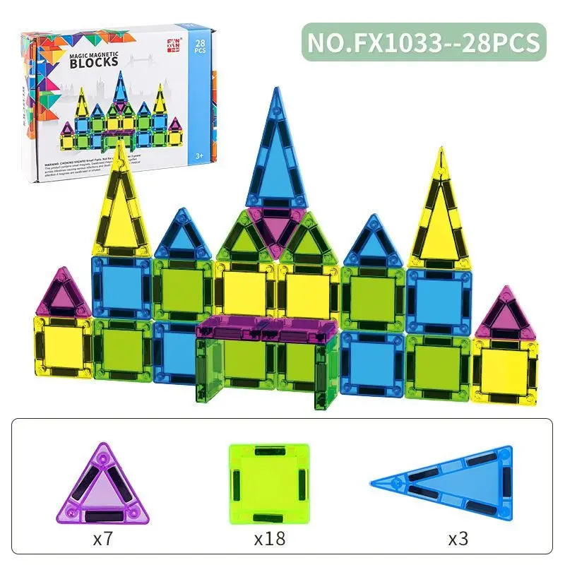 Colorful Magnetic Tiles Set, Strong Magnet Building Blocks, Creative Magnetic Blocks, Educational Construction Toy for Boys and Girls, Versatile Castle Puzzle Game