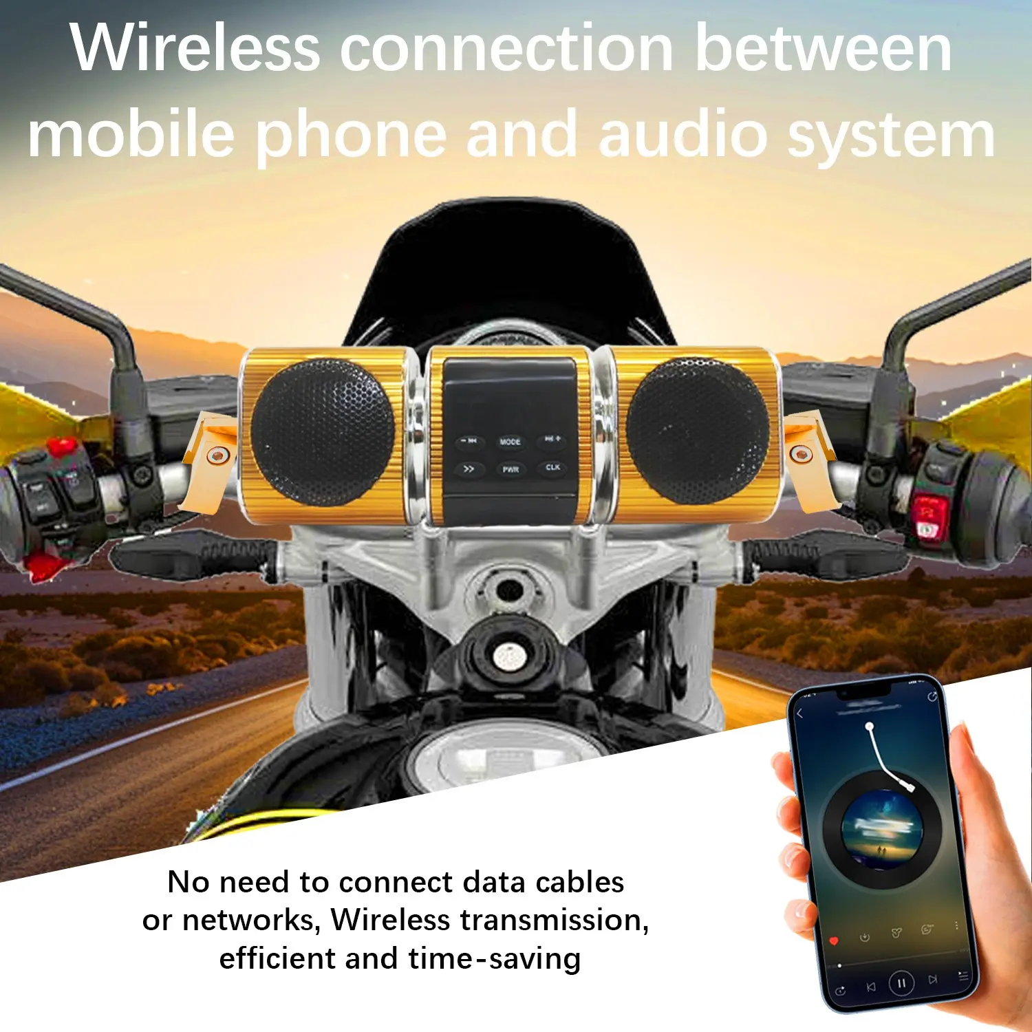 Bluetooth-compatible Motorcycle Speaker, Retro Metal Design, Supports Bluetooth-compatible, Fm Radio, USB, TF Card, Audio Cable, Handlebar Mount, Mt487g Model