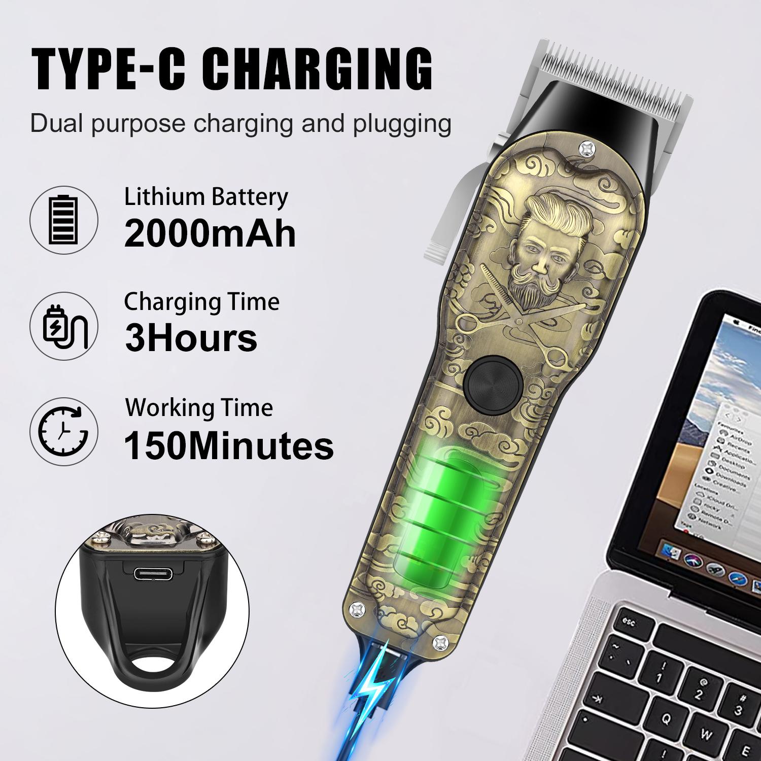 Rechargeable Men's Grooming Kit, Hair Clipper and Beard Trimmer Set, Adjustable Blades, Home and Salon Use, Gentleman Digital Display Gift Box