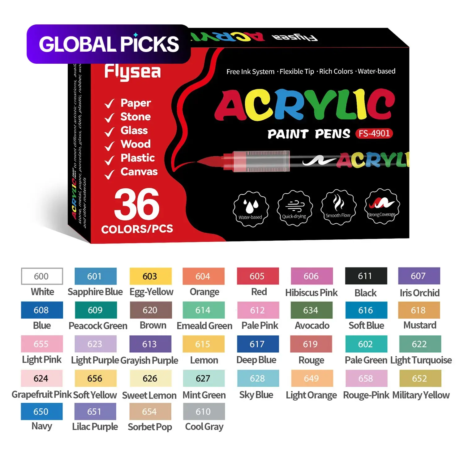 Acrylic Paint Soft Brush Markers Set, Soft Brush Tip, Automatic Ink Control, Paint Markers for Wood, Stone, Canvas, Glass, Fabric, DIY Crafts, Versatile Use, Acrylic Painting Pen, Acrylic Painting Supplies, Coloring Markers, Art Marker Pens #GLOBAL PICKS