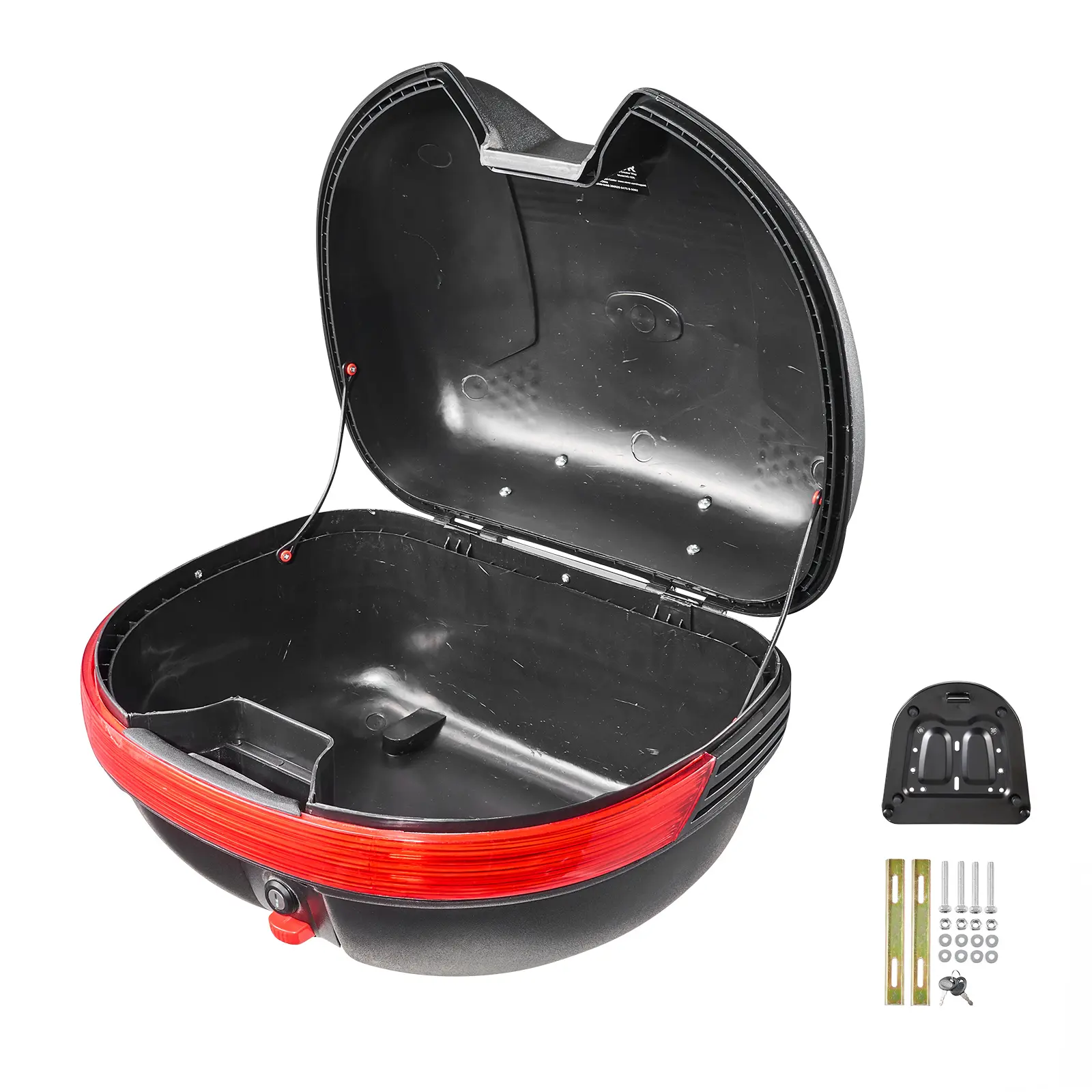 Motorcycle Top Case 30L Universal Waterproof PP Motorcycle Tail Case, Detachable Motorbike Top Box with Security Lock & Backrest for Luggage Storage