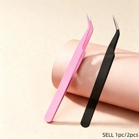 Stainless Steel Colored Eyelash Tweezers, Eye Makeup Tools, Thick Curved Tip, Handmade Tool, Multifunctional for Nail Art, False Lashes, Makeup, Crafts, Cosmetic, Precise Grip, Stylish