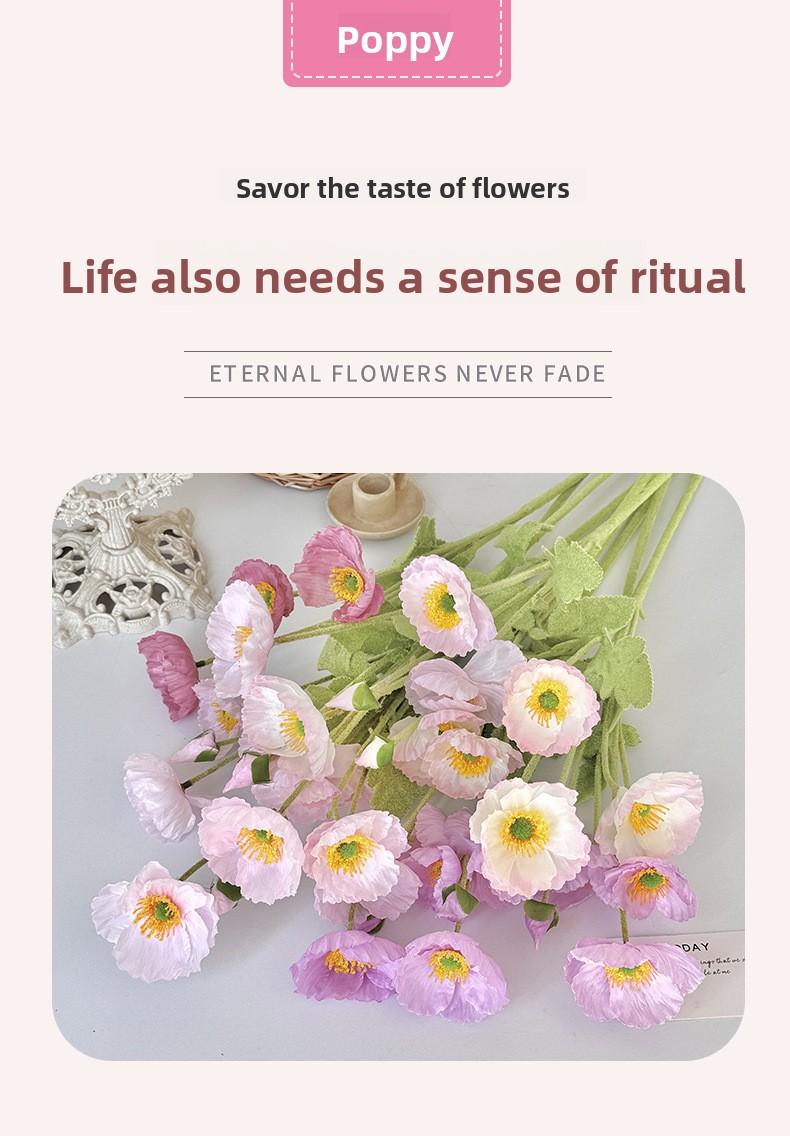 Poppies Artificial Flowers High-End Realistic Wedding Scene Arrangement Home Decoration Ornaments Artificial Silk Flowers Fake Flowers