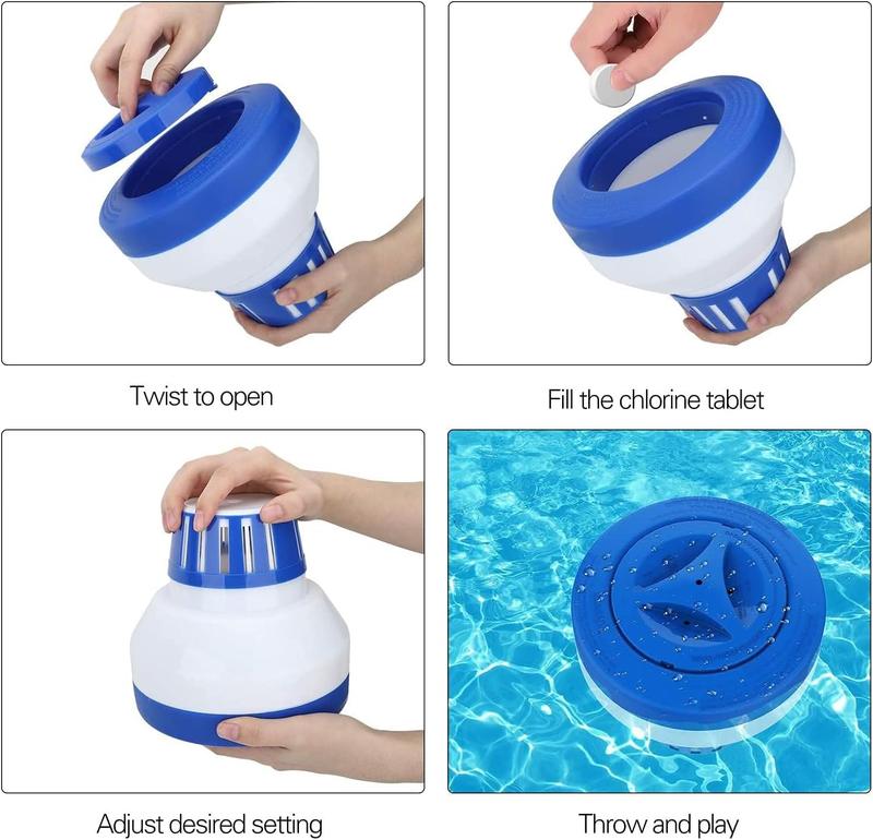 Pool Chlorine Floater, 7.5" Large Floating Chlorine Dispenser, Optimal Pool with Adjustable Release for Indoor & Outdoor Swimming Pool Hot Tub