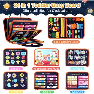 Toddler Busy Board Toys: for Toddlers 1-3 Year Old Educational Activity Book Sensory Board Travel Toy Ages 3-4 3-5 Learning Fine Motor Skills Preschool Quiet Book Gift for Boys Girls Kids