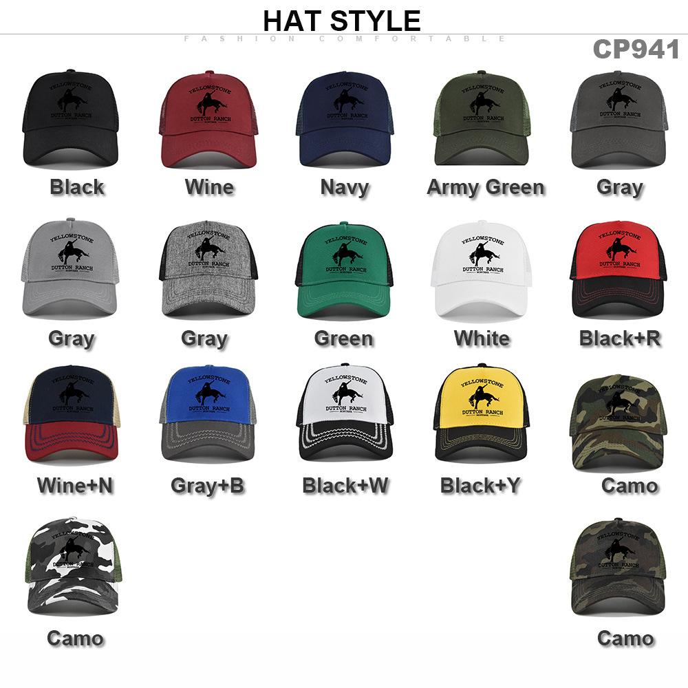 Best-selling Yellowstone baseball cap, screen-printed Yellowstone mesh cap, printed duckbill cap, unisex washable breathable sun hat