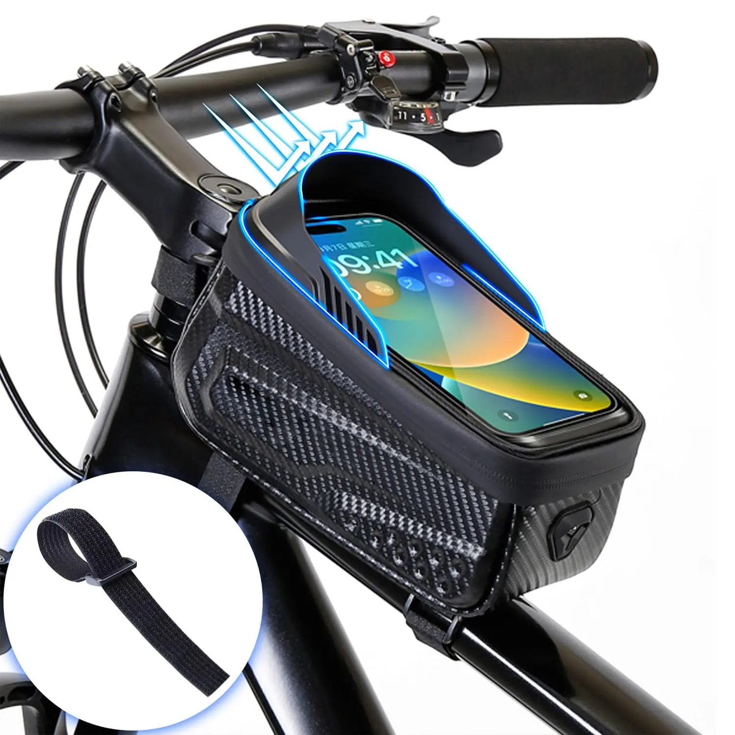 Waterproof Bicycle Frame Bag, Bike Phone Holder Mount, Top Tube Bag with Rain Cover, Secure Storage for Cycling Essentials