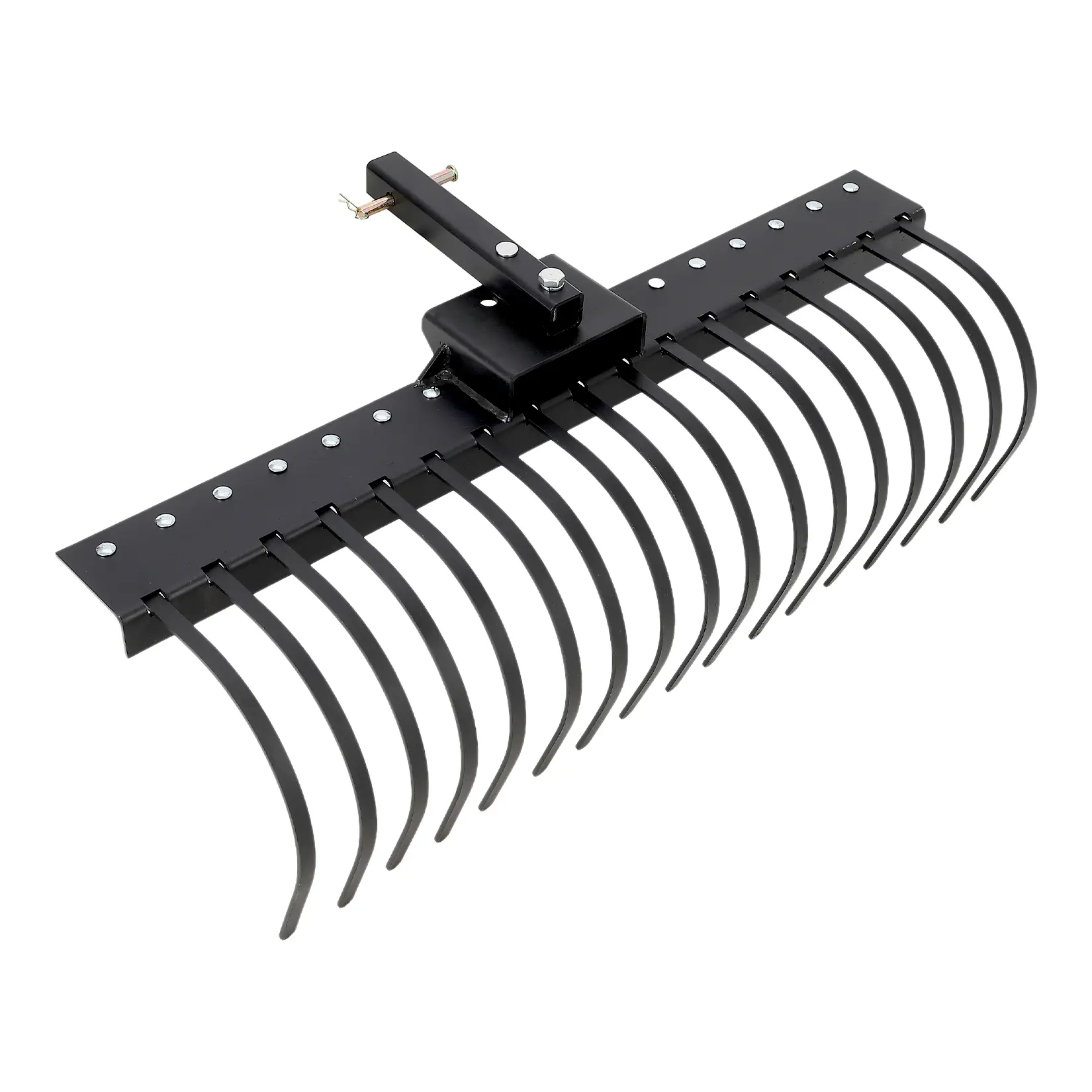 48 in Carbon Steel Tow Behind Landscape Rake for ATV/UTV & 3-Point Hitch Tractor Users, 2-in Receiver Lawn Dethatcher Rack with 17 Steel Tines, Anti-Corrosion Finish, for Rock Removal, Leaves/Debris Clearing & Cultivating