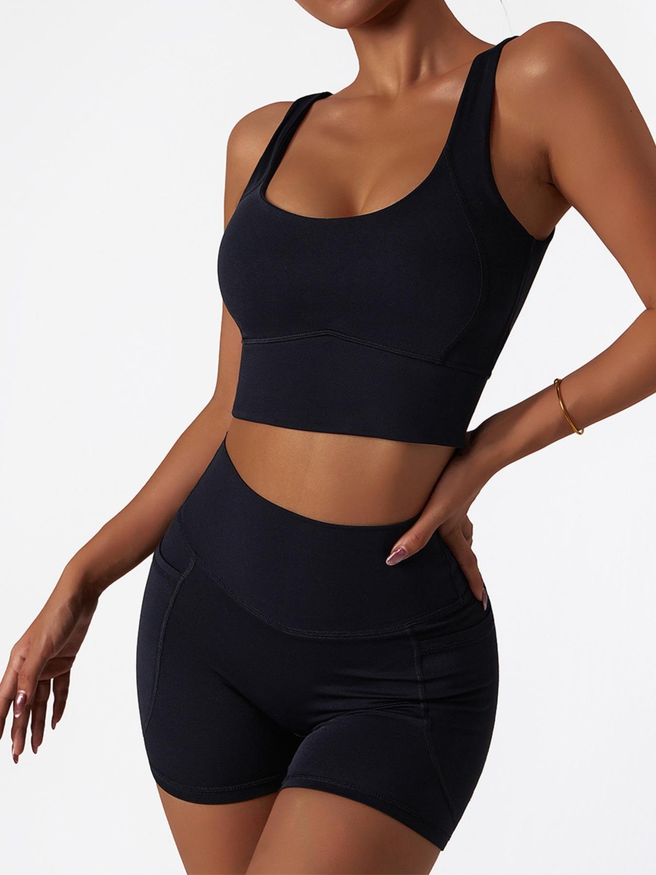 Sporty Women's Solid Color Sports Bra, Breathable Quick Drying High Stretch Sports Lingerie Top, Ladies Sportswear for Indoor Outdoor Wear, Gym Clothes