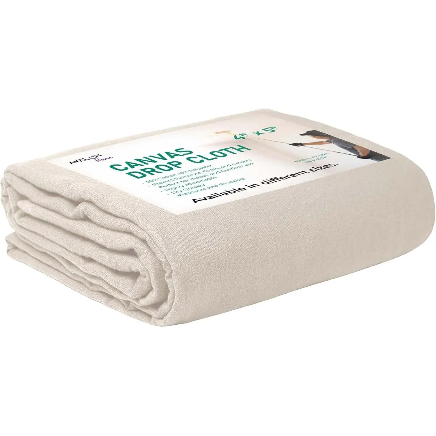 Canvas Drop Cloth for Painting 4x5 feet Pack of 1 8oz Painters Drop Cloths All Purpose Canvas Tarps for Floor & Furniture Protection Recycled Cotton Fabric