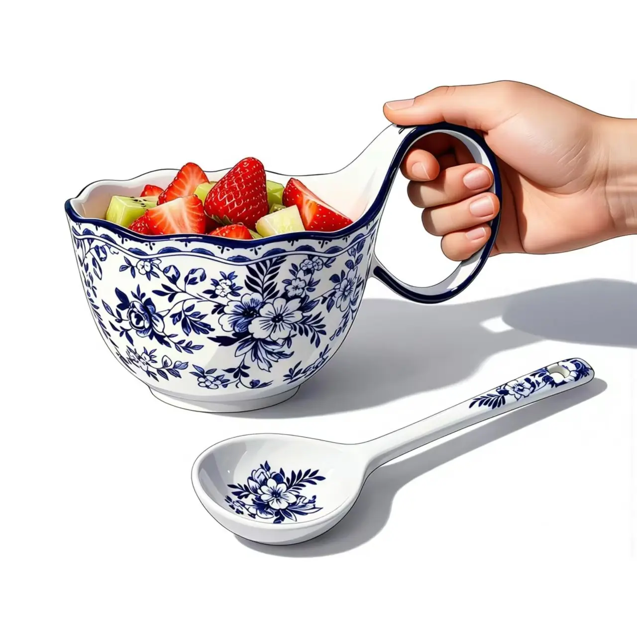 Handmade Ceramic Soup Bowls with Handles - Microwave & Dishwasher Safe, Easy-Grip Design - Great for Soup, Stews, Cereal, Yogurt, Ice Cream & Snacks