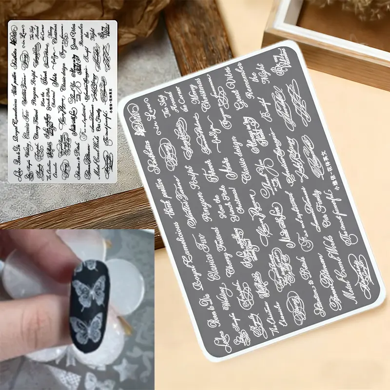 Ins Viral Cursive Letter Nail Stamping Plates, Vintage Handwritten Alphabet Patterns, Easy Transfer for Beginners, Create Elegant Letter Nail Art, Affordable Multi-functional Nail Stamping Tools, Nail Art Supplies