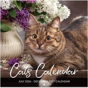 Calendar 2026-2027 - Wall Calendar 2026-2027, Jul. 2026 - Dec. 2027, 12" x 24" (Open), 18 Months  Calendar 26-27, Large Wall Calendar Kitten, Thick Paper, Unruled Blocks,  for Organizing