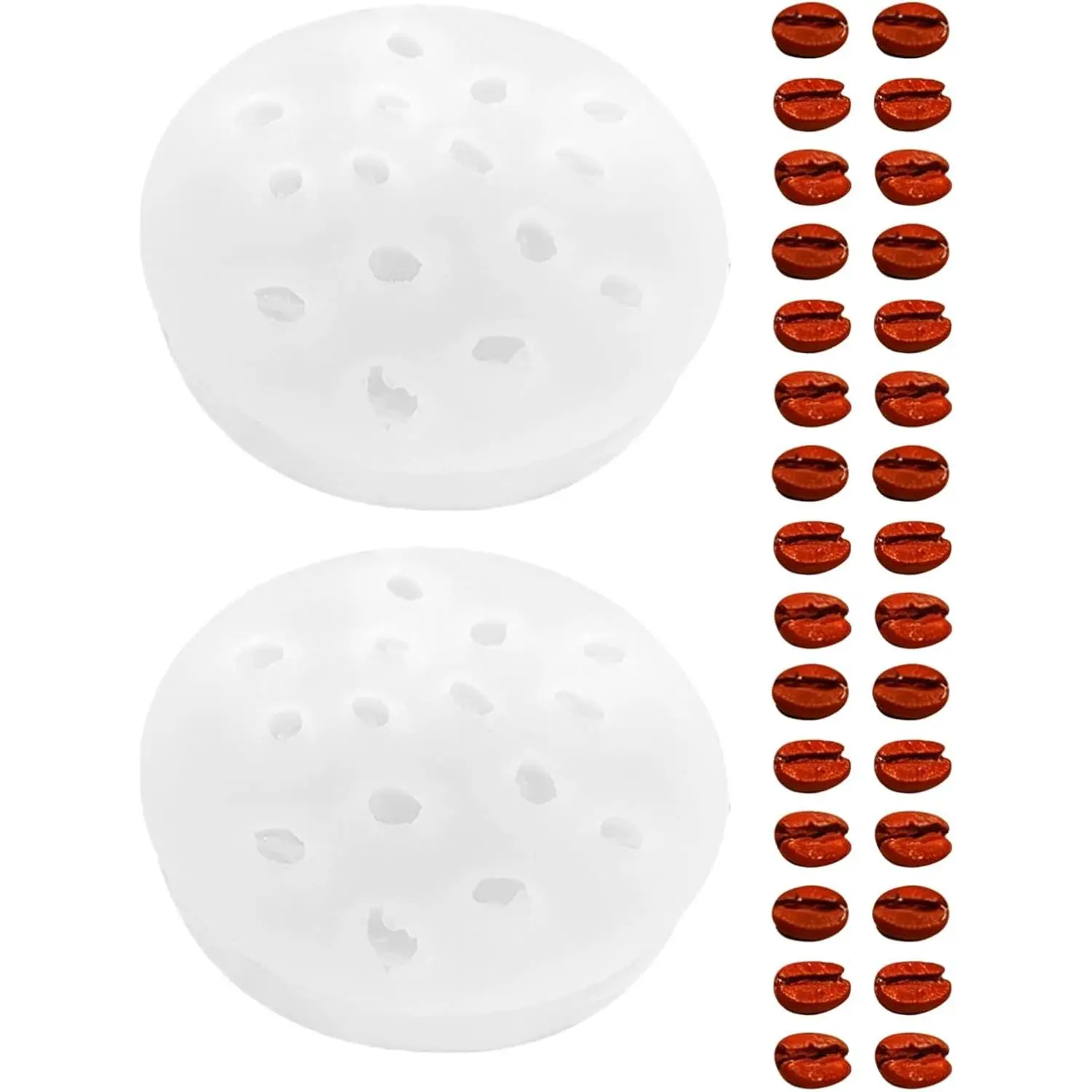 2 count Coffee Bean  Mold, 15-Cavity  Shape Candle Molds for , , Soap | Mini Coffee Beans Fondant Molds for Baking  Shower & Birthday Party DIY Crafts‌