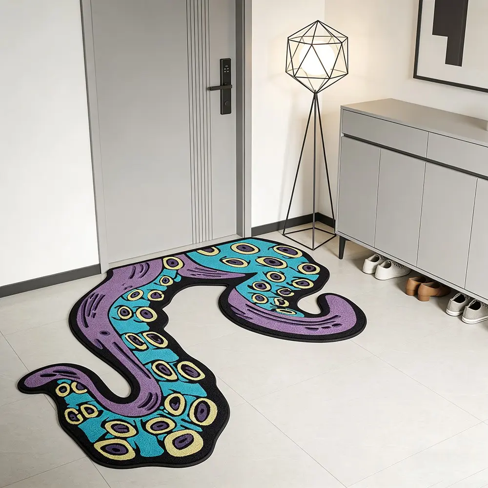 Cool Octopus Tentacle Carpet, Cyberpunk Style Irregular Rug, Entrance Hallway Mat, Soft Plush Gaming Room Decor, Living Room Decorative Rug, Abstract Rug, Home Decorative Rug, Versatile Usage, Unique Design
