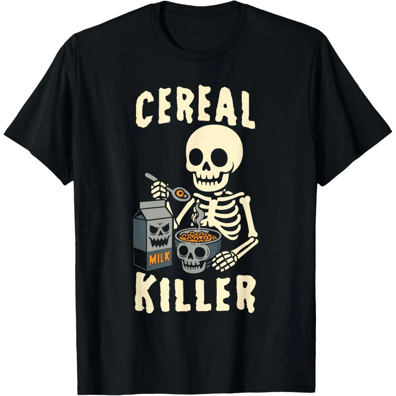 Cereal Killer Funny Skeleton Low Budget Halloween T-Shirt