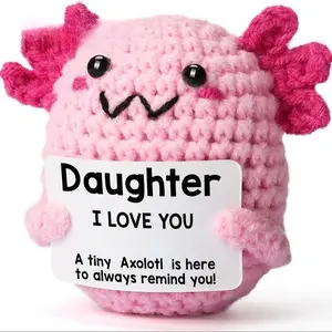 Crochet Axolotl Doll, Cute Axolotl Doll with Greeting Card, Birthday Gift for Daughter, Teenager Gift, Party Favors for Girls