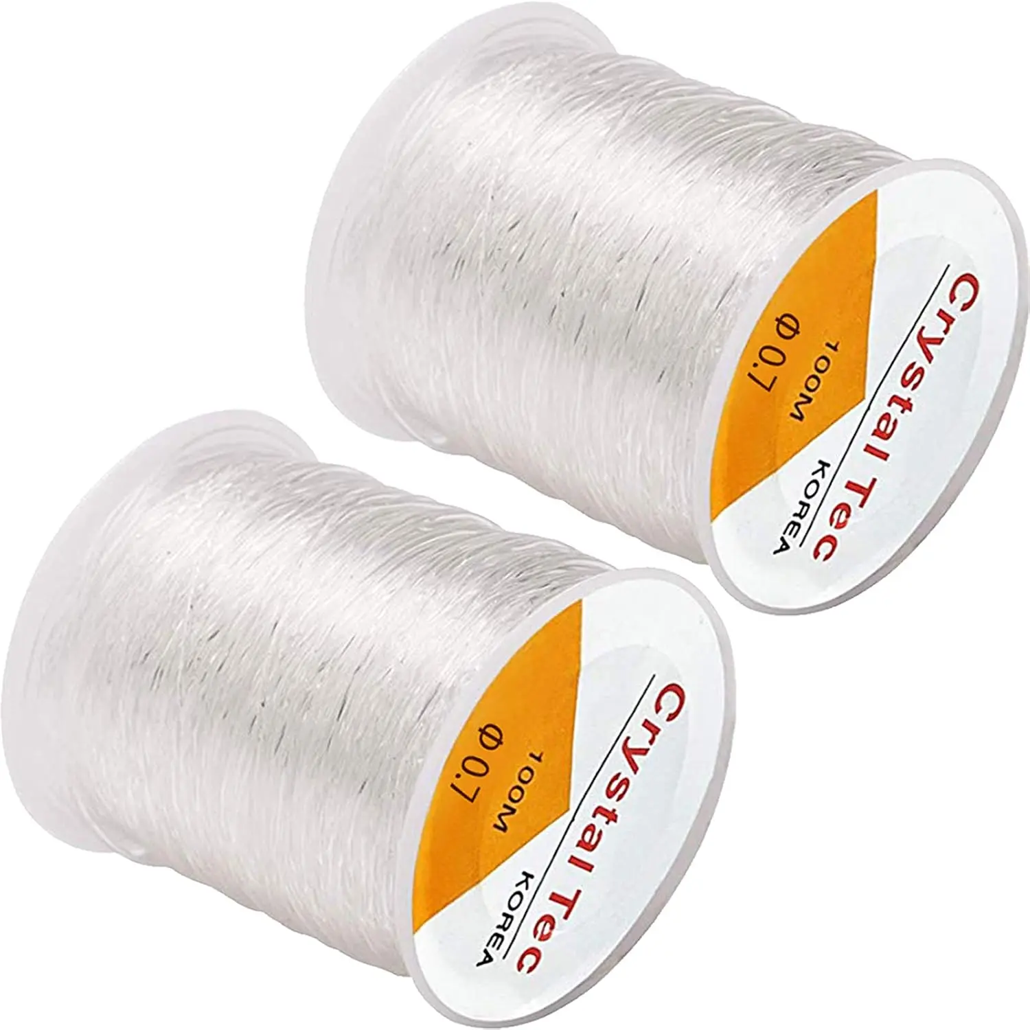 2 Packs 0.7mm Elastic String,  Cord, Bracelet Rope  Beading Cords, Transparent Beaded Line, Can Easily Pass Through , Suitable for DIY Making (2Pack 0.7mm-White)