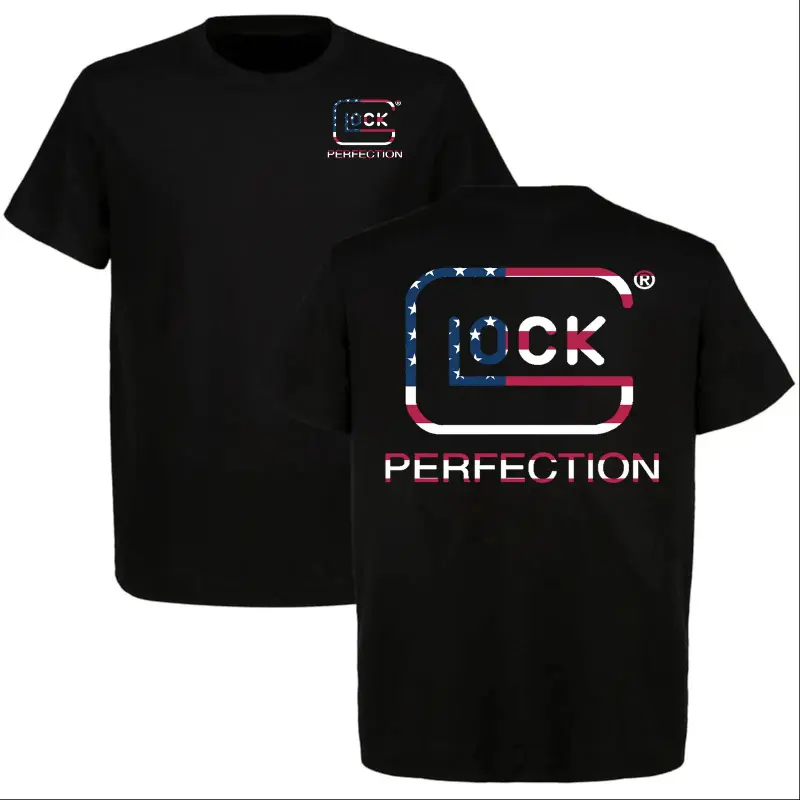 100% Cotton Men's Graphic T-Shirt - Short-Sleeve Round Neck Streetwear Apparel with American Flag Perfection Logo for 2A Enthusiasts, Ultra Cotton, Casual Wear, Machine Wash, Cold Wash, Do Not Dry Clean, US Pride, Tshirt
