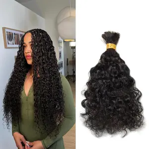 LuxMay Hair Brazilian Loose Curly Human Hair Bulk, No Weft 100% Human Braiding Hair with Full Ends Natural Black Real Human Hair Weaving Extensions for Braids