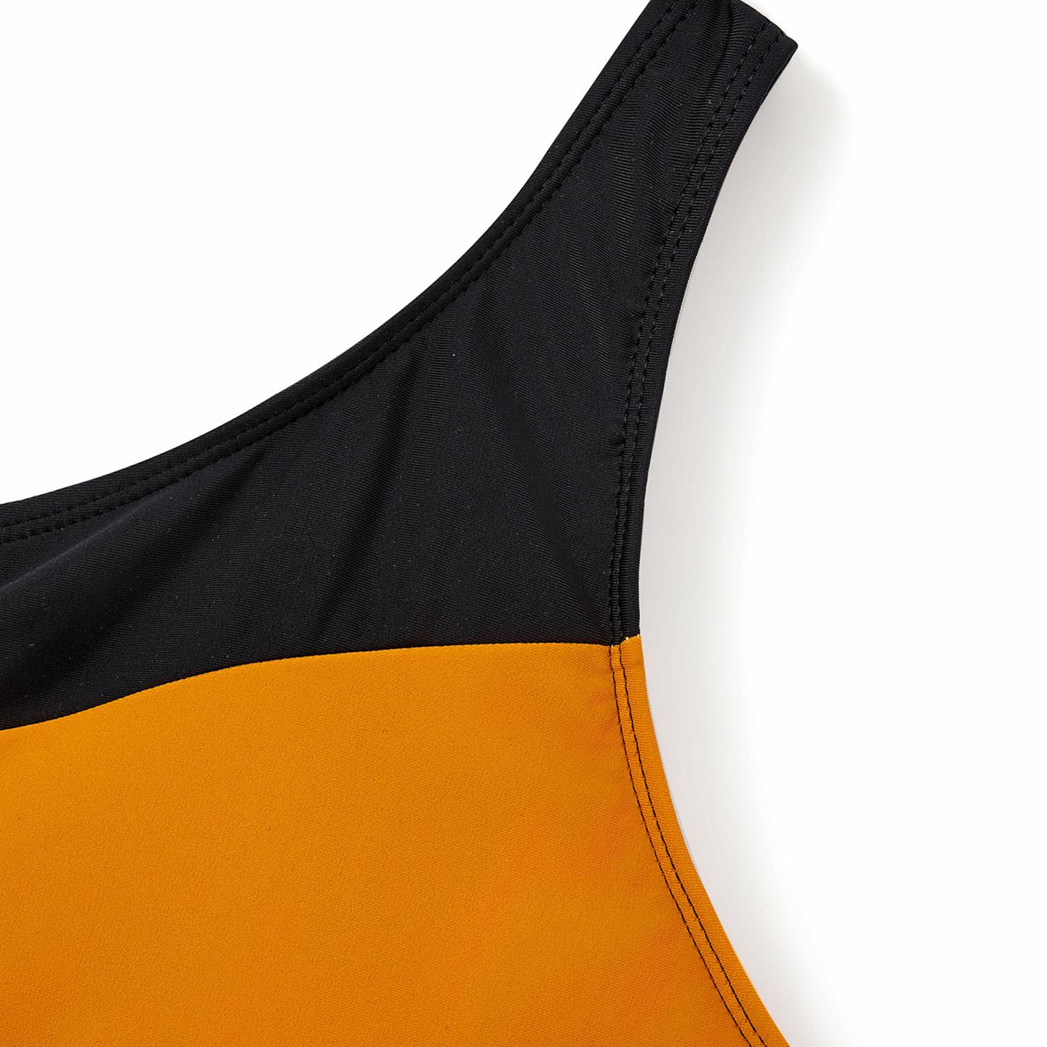 PatPat Family Matching Swimsuit Colorblock Swim Trunks Shorts or Cut Out Waist One-Shoulder One-piece Swimwear Bathing Suit Spingtok