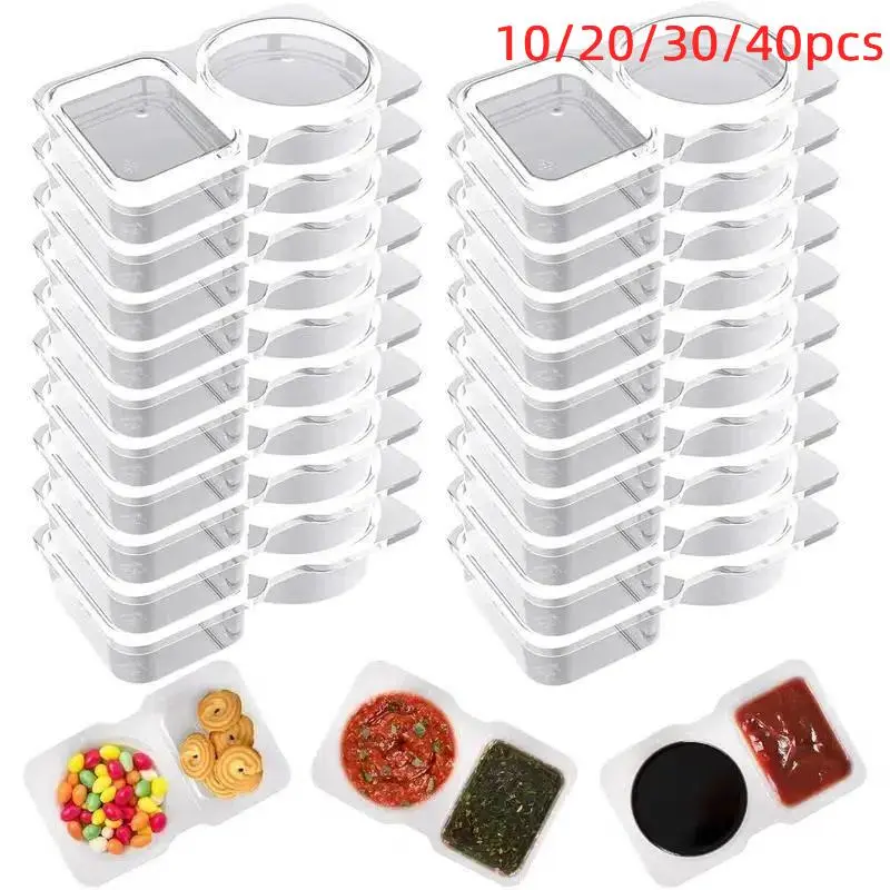Condiment Container, 10/20/30/40pcs Reusable Snack Serving Container with Lid, Plastic Sauce Container, Condiment Container for Take-out Condiments, Kitchen Leakproof Container Utensils