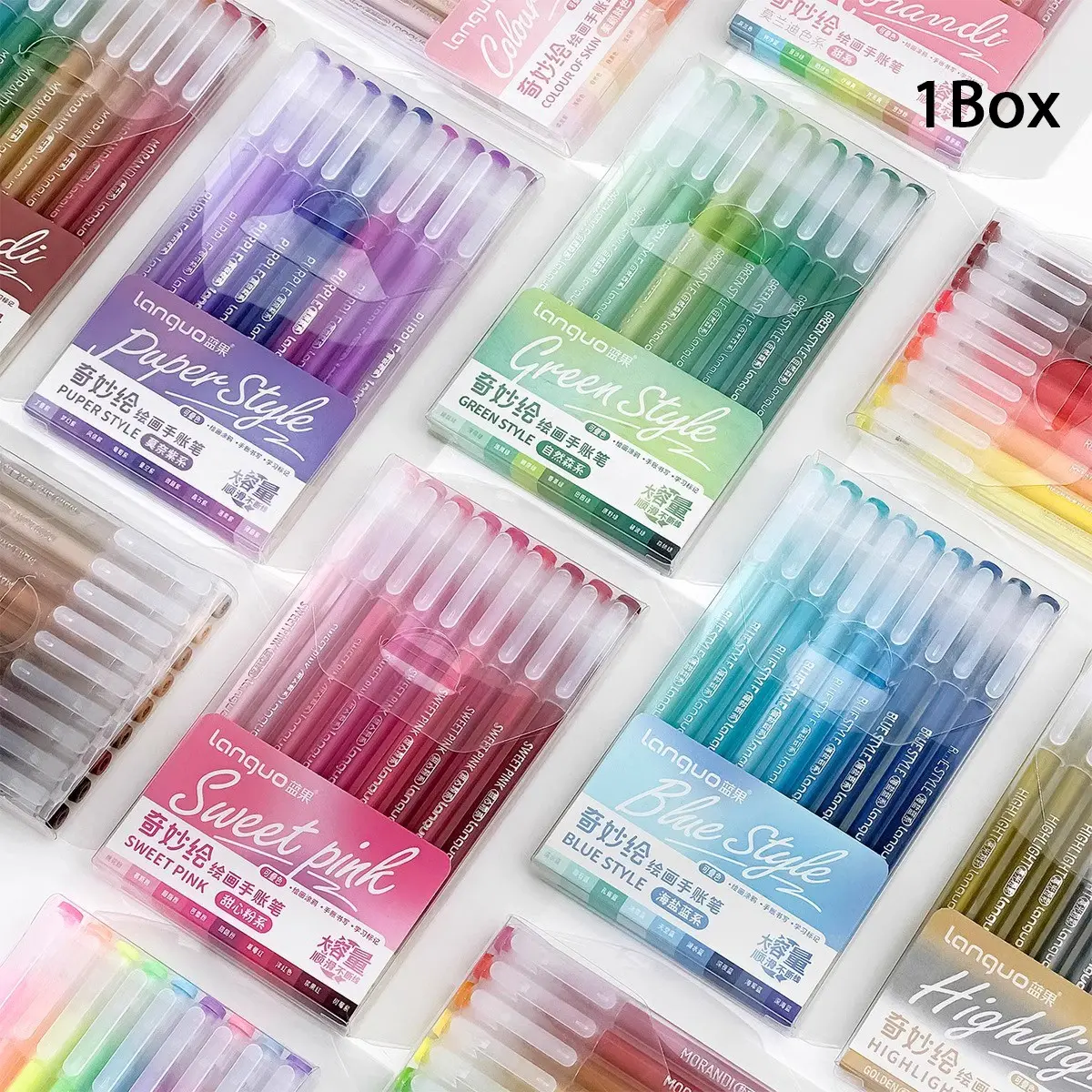 9pcs Morandi Color Gel Pens Set, Aesthetic Pens, Gradient Colors, Clear Barrel, 0.6mm Ballpoint, Drawing & Highlighting, Back to School Supplies, Premium Paint Pens, Watercolor Pens, Art Pens