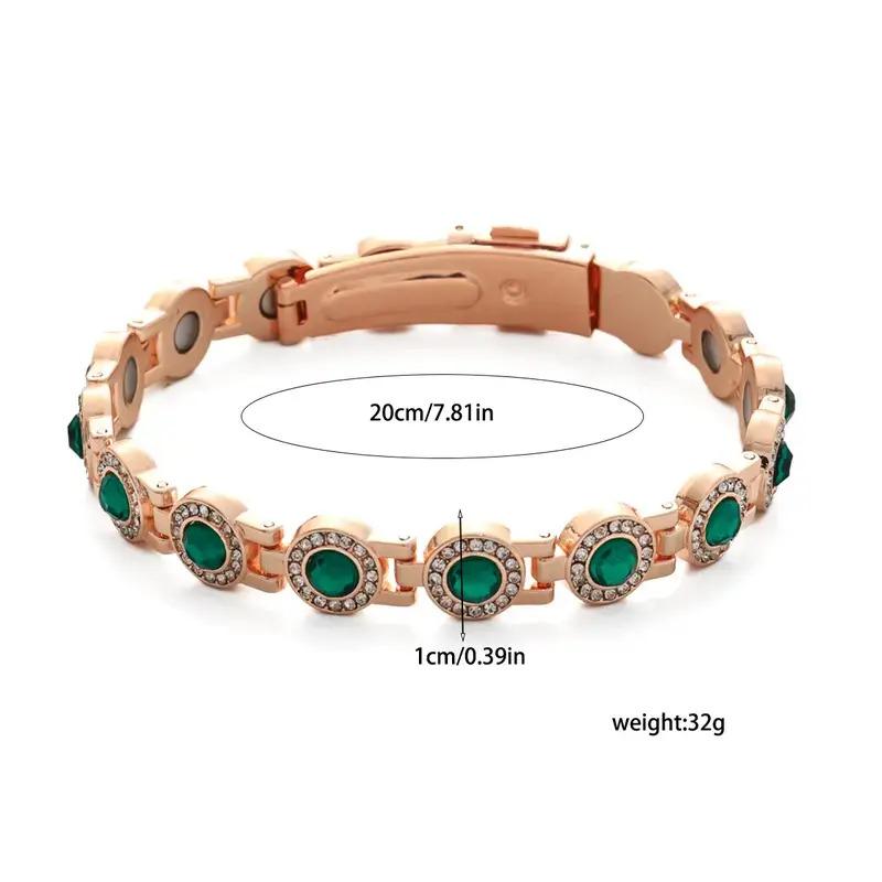 Women's magnetic bracelet, 3500 Gauss neodymium magnet, luxurious health jewelry, adjustable length, with safety clasp, set with high-quality multi-faceted crystals, hypoallergenic and durable, Valentine's Day gift