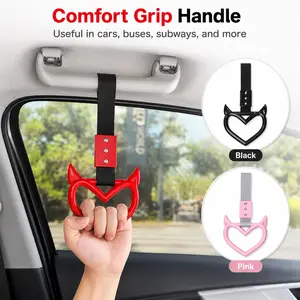2 PCS Devil-Style Heart Handle Strap Drift Charms, Red Car Hanging Ring Decoration, Interior Exterior Car Accessory Keychain