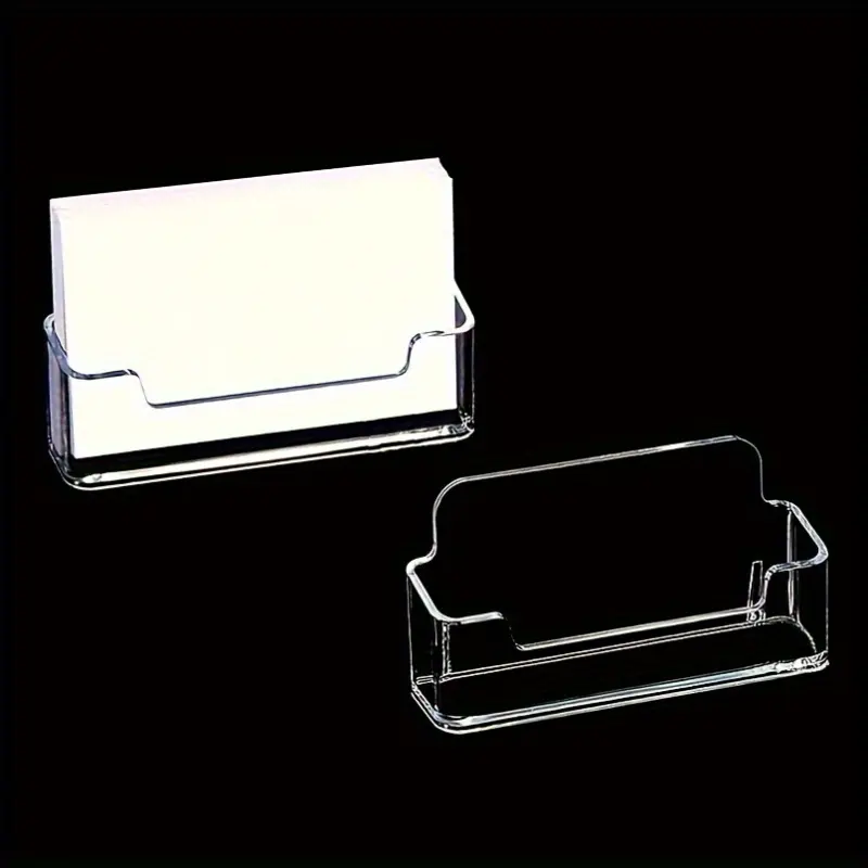 1pc Plastic Business Card Holders For Desk Transparent Acrylic Business Card Display Clear Card Holders, Business Card Stands For Exhibition Desktop Office Accessories Home Supplies Fits 30-50 Business Cards