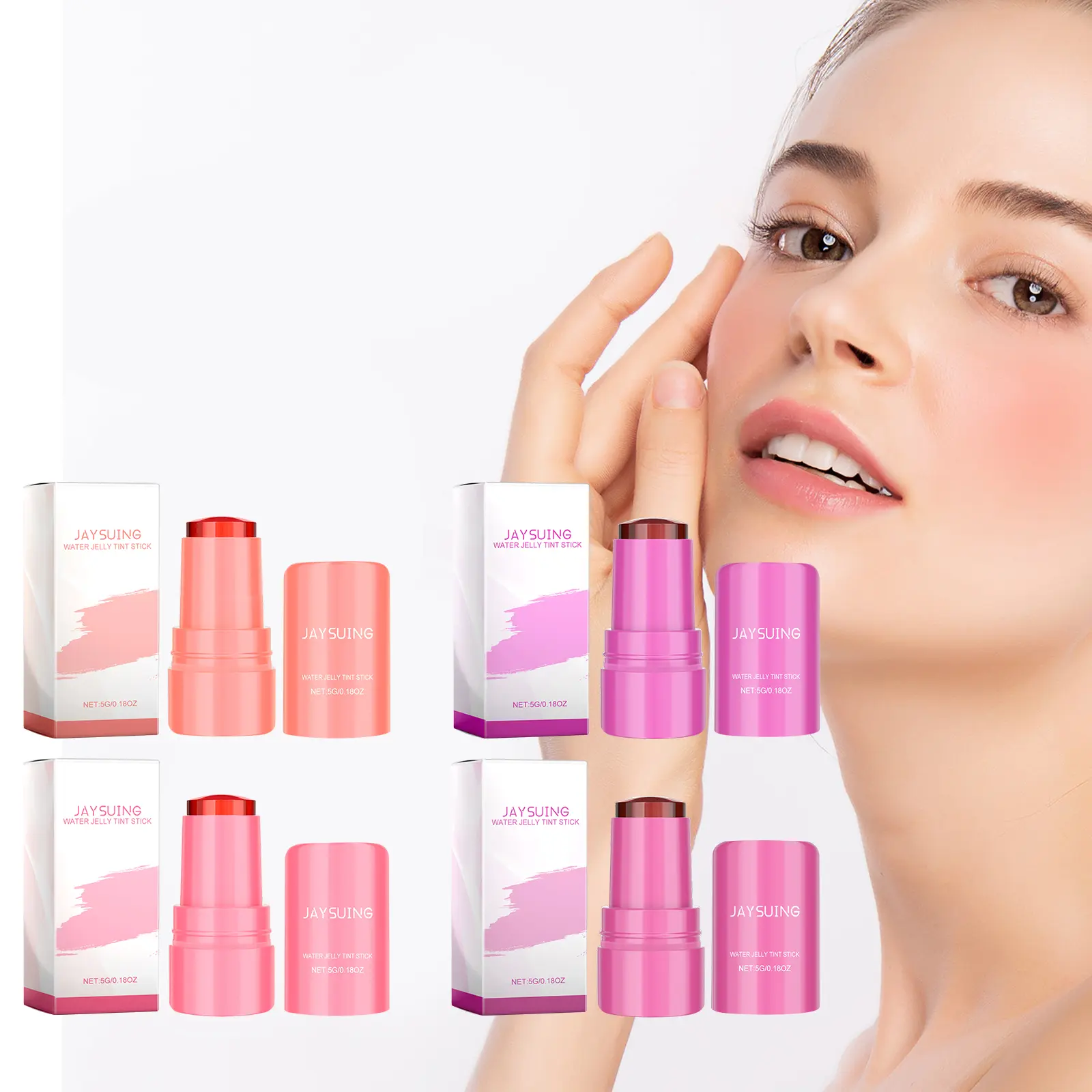 Fruity Jelly Blush & Lip Stick Series Infused Glycerin, Aloe Extract & Niacinamide Dual Use Cheek Lip Tint Even Skin Tone Sheer Buildable Color, Perfect Birthday Christmas Valentine Holiday Beauty Gift