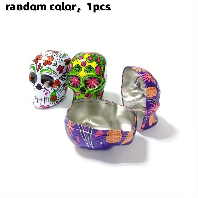 Halloween Skull Candy Jar, Matte Iron Storage Box, Ideal for Cookies, Jewelry Making, Packaging, Medicines, Beads,