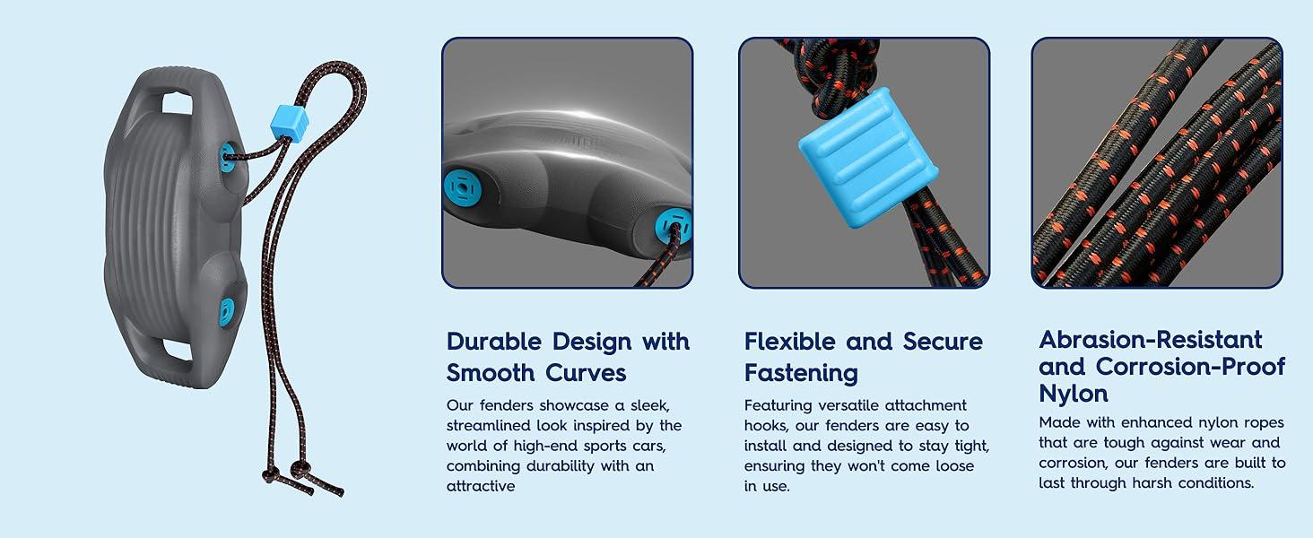 Boat Fenders Easy to Install Bumper for Docking Ideal Fender for Pontoon, Bass, Jet Ski and Fishing Boats