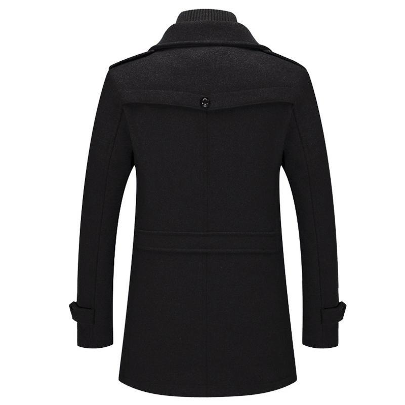 Men's business woolen coat fashion double neck medium and long woolen coat, autumn and winter