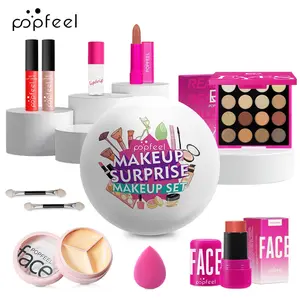 POPFEEL  All-in-One Mini Cosmetic Capsule Glamour Set | Pocket-Sized Makeup Set with Eyeshadow, Lipstick, Nail Glitter & Blusher for On-the-Go Touch-ups