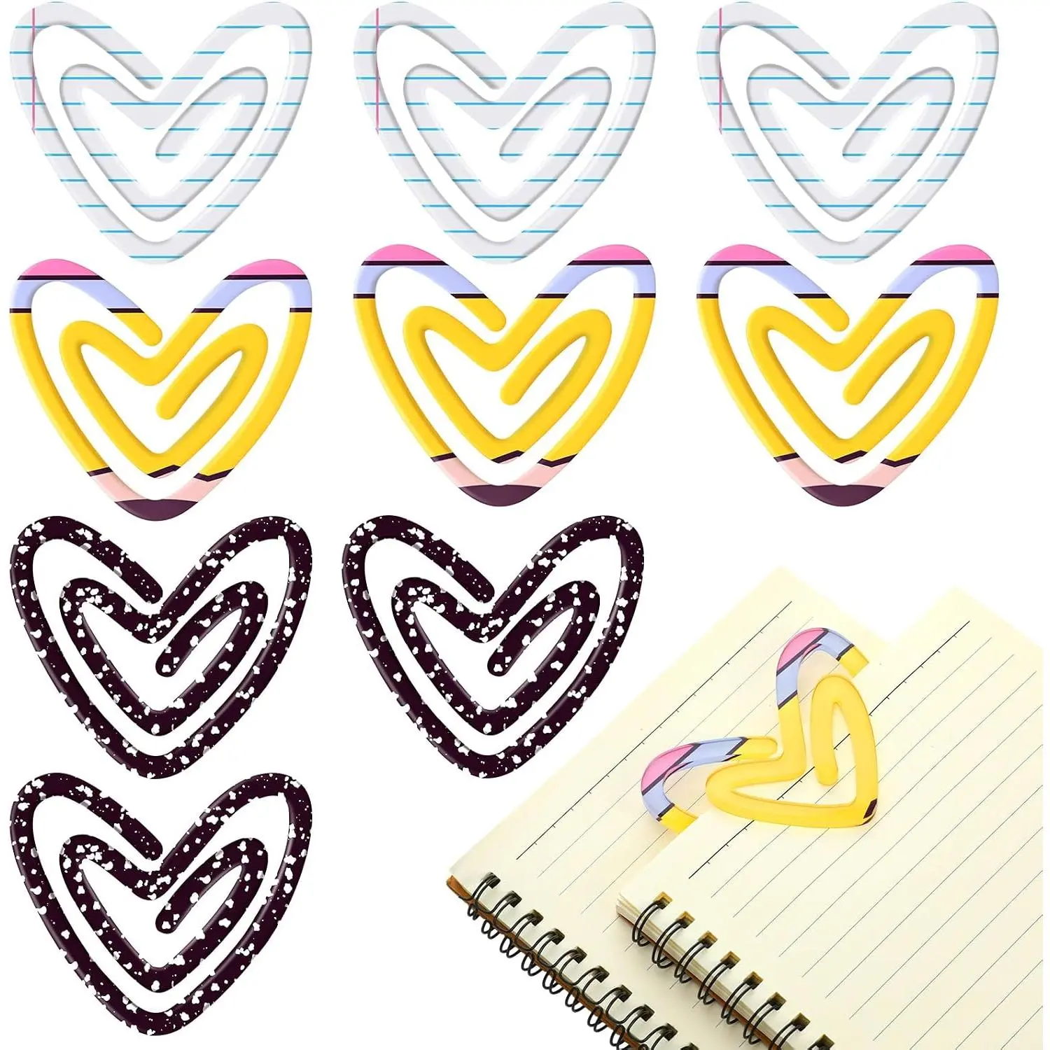 9 count  to School  Teacher  Paper Clips 4 Inch Paperclip Bookmark Set 2026  School Year  for Student Teache  Have Office Writing (Heart Pencil,Notebook,Paper)