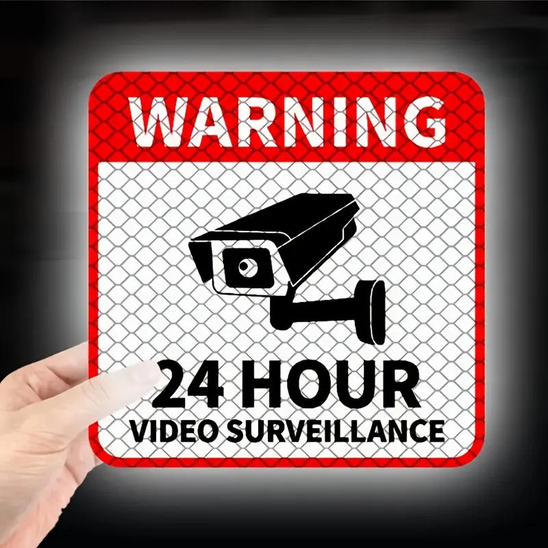 1 24-hour video surveillance warning sticker (with camera icon) - waterproof anti-uv vinyl material, suitable for car windows and motorcycle tail boxes, with anti-scratch function, transparent text design creates eye-catching contrast, preferred for