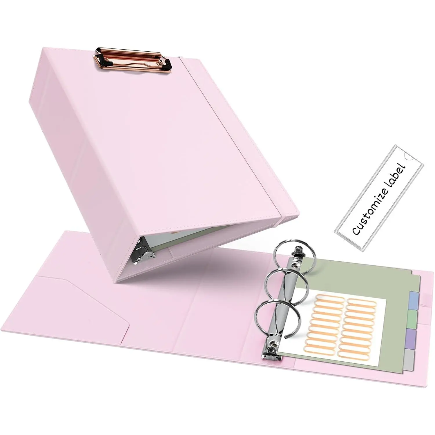 Mini 3 Ring Binder 5.5" x 8.5", 2 Inch Clipboard Binder with Dividers, Professional Leather Binders Organizer for Office, School,