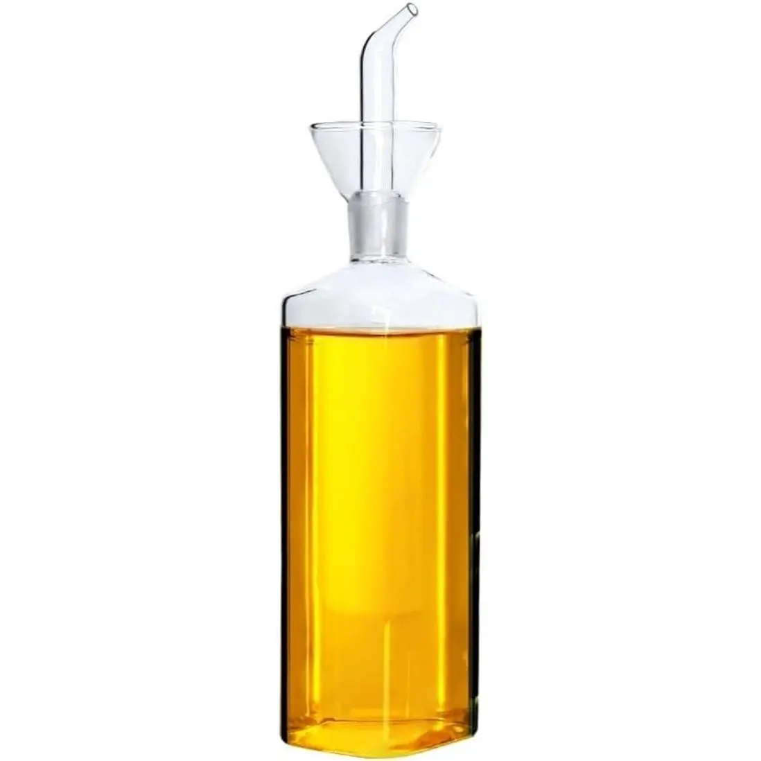 Oil Bottle Glass Olive Oil Dispenser Bottle Glass Cooking Oil Vinegar Measuring Dispenser With Spout for Kitchen and BBQ (500 ml/17 oz)