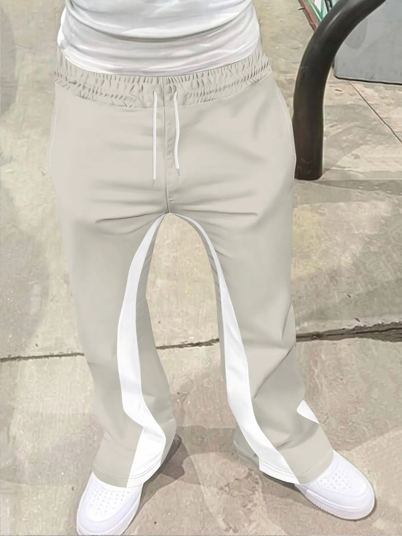 Men's Loose Fit 3D Print Bell Bottom Pants, Casual Sporty Streetwear, Hip Hop Vintage Long Pants, All Seasons Fashion, Athleisure Style Pants, Casual Loungewear Pants