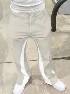 Men's Loose Fit 3D Print Bell Bottom Pants, Casual Sporty Streetwear, Hip Hop Vintage Long Pants, All Seasons Fashion, Athleisure Style Pants, Casual Loungewear Pants