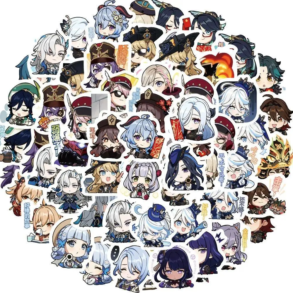 70Pcs Cute Game Genshin Impact Cartoon Stickers Anime Cosplay Waterproof Graffiti Luggage Laptop Guitar Phone Stickers Fans Gift