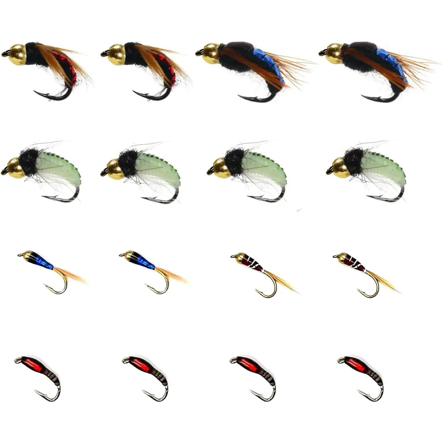 Fly Fishing Flies  Kit, 16 count Hand-Tied Dry Wet Fly Fishing Lures, Nymphs, Streamers, Terrestrials for Trout Bass Sunfish, Pike with Fly Box