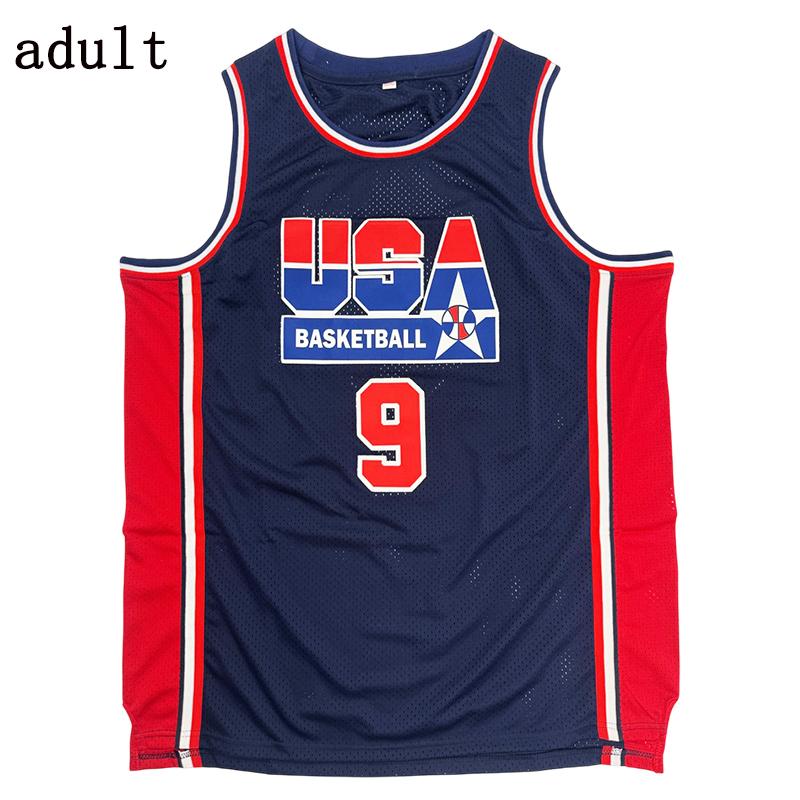 1992 USA #9 basketball jerseys for men basketball jersey Sewing embroidery Retro basketball uniform big size Mesh breathable Casual loose sportswear Outdoor sportswear White Blue S-2XL 90s Dream Team Cheap High Quality Accept mixed wholesale, Retro Embroi