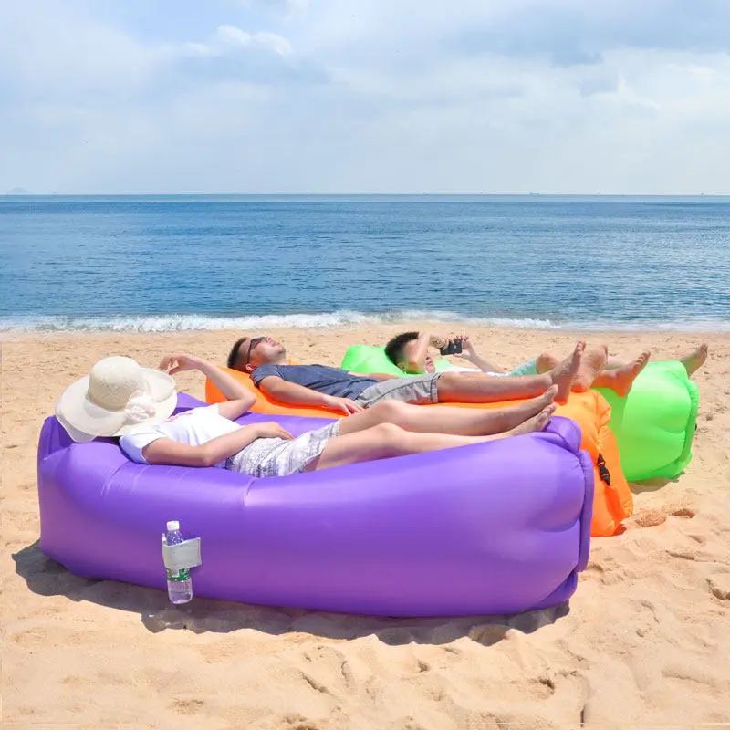 Portable Inflatable Lounger, Oxford Fabric Air Sofa for Camping and Festivals, Quick Inflate Design Supports 150kg, Folds into a Compact Bundle, Deflatability, Single Seat, Compact Fold